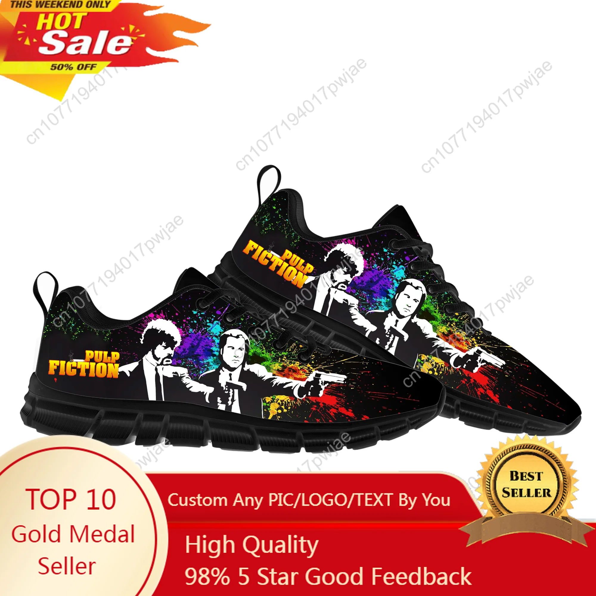 

Pulp Fiction Flats Sports Shoes John Travolta Mens Womens Sneakers Fashion Casual Hiking Sneaker Custom Built Shoes