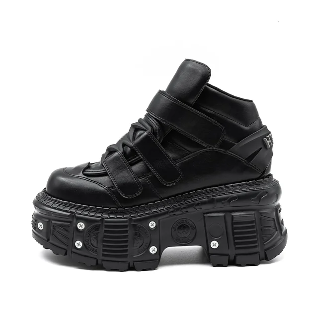 2026 New Punk Style Women Shoes Gothic Ankle Rock Boots Lace-up Heel Height 9CM Platform Shoes Woman Metal Decor Woman Sneakers