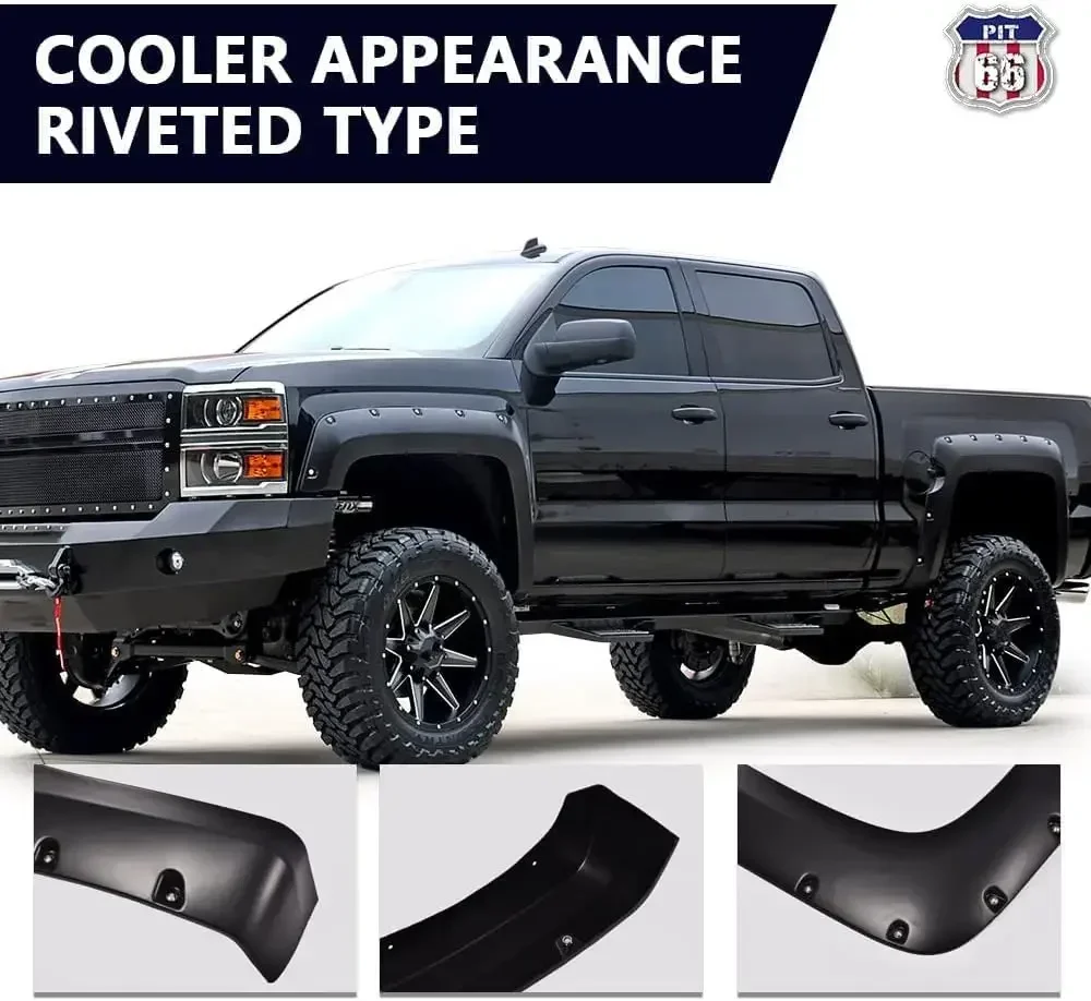 

[Discounted Price, Hot Sale!]Fender Flares, Fit 07-13 Chevy Silverado 1500 (ONLY 5'8" Bed, NOT 6.5'/8' Bed, NOT Z71,Not GMC Sie