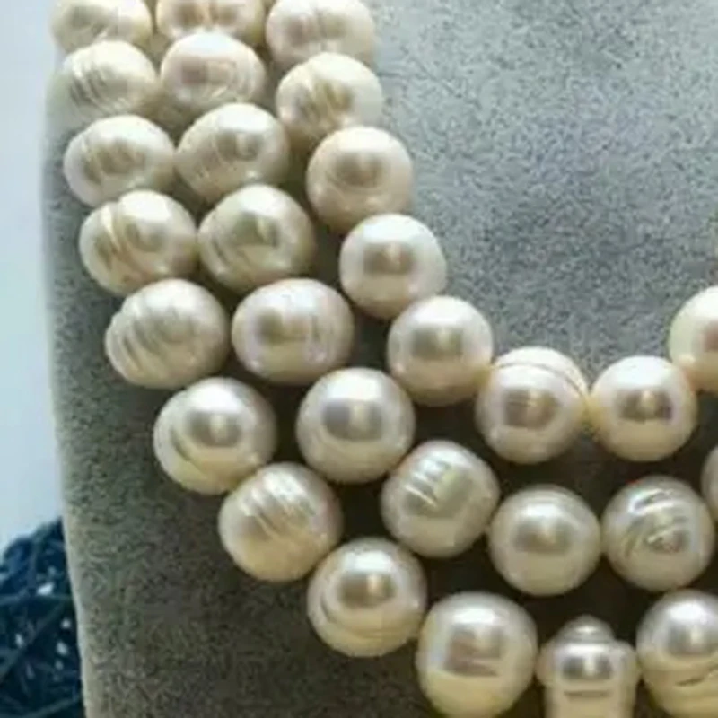 50in Genuine Huge 11-12mm Natural White Baroque Pearl Necklace Free Shipping 11-12mm Fine Jewelry