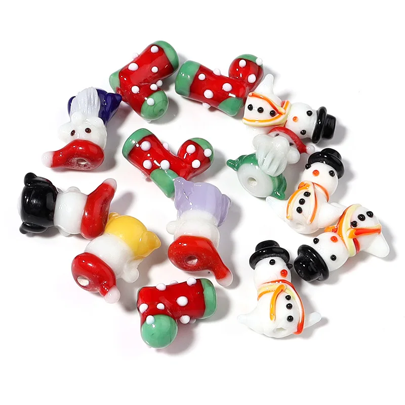 

2pcs/lot Christmas Serie Lampwork Bead For DIY Handmade Bracelet Jewelry Christmas Gift Supplies Various Cute Loose Glass Bead