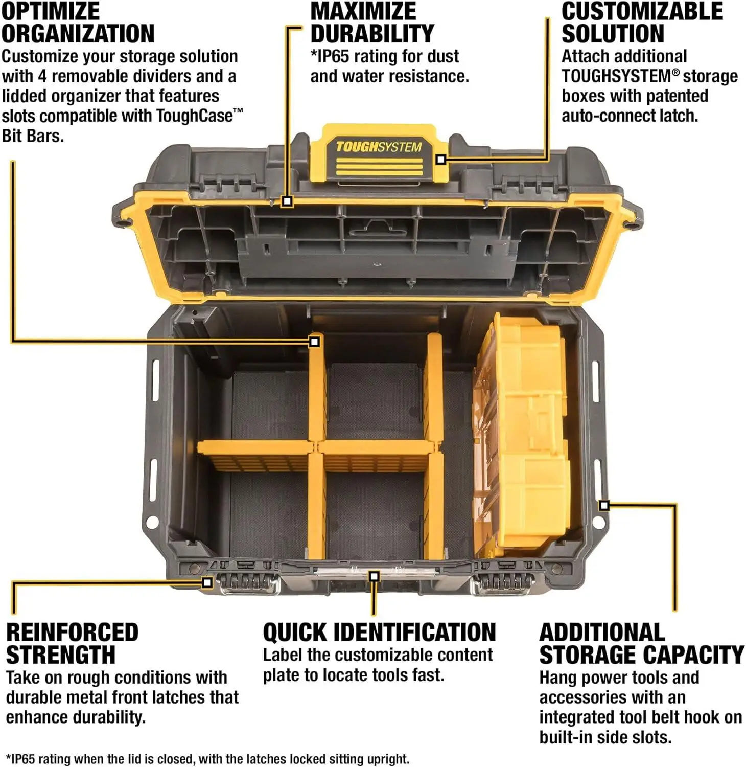 DEWALT Compact and Durable Deep Toolbox with Removable Dividers Storage Space Waterproof Dustproof Toolbox DWST08035-1