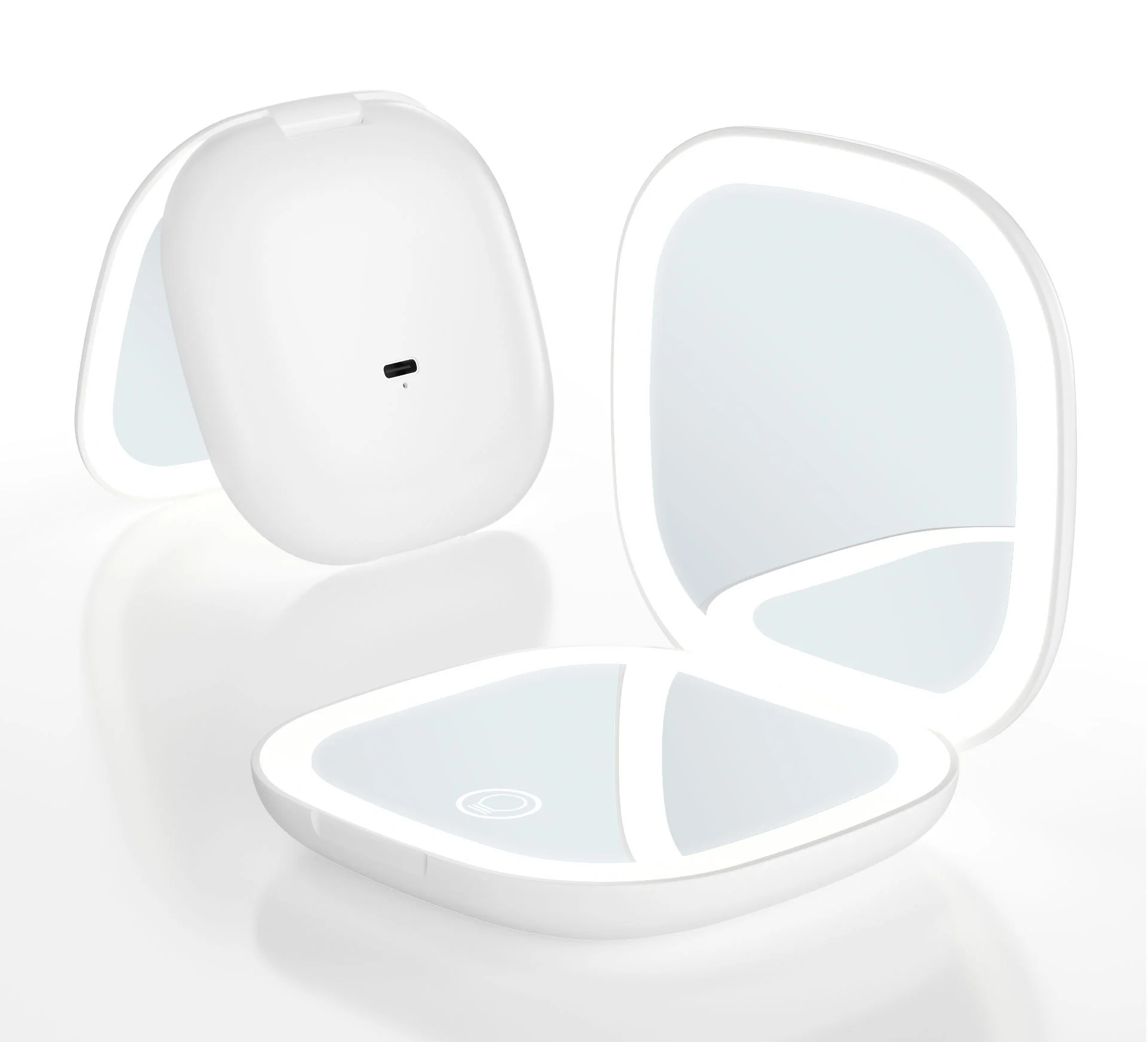 

10X Travel Magnifying Mirror, Travel Makeup Mirror with Lights, Double Sided USB Rechargeable & Touch Screen, Portable(White)