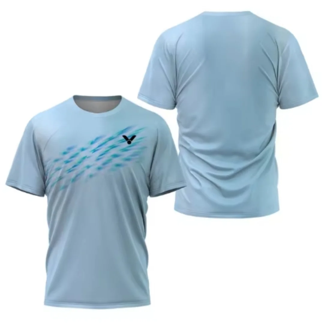 Laser Neon Print men's badminton T-shirt luxury brand short sleeved summer new hot selling table tennis T-shirt quick drying sho