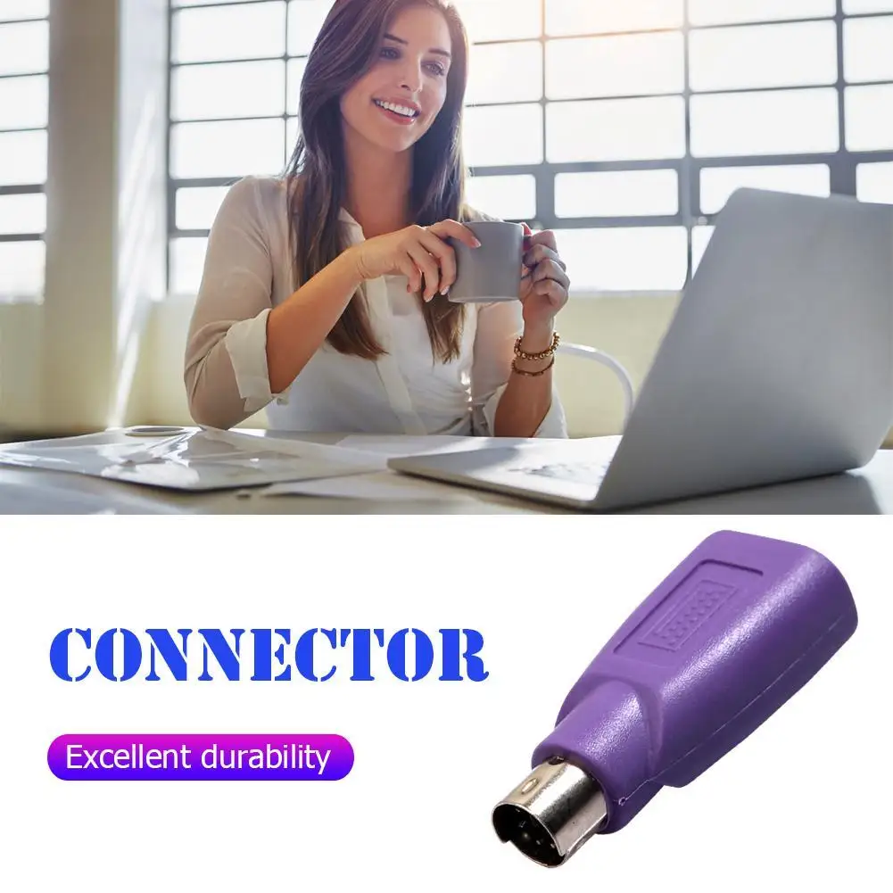 2/5pcs PS2 Male to USB Female Converter Computer Keyboard Mouse Adapter Purple Computer Gadgets Connect Accessories