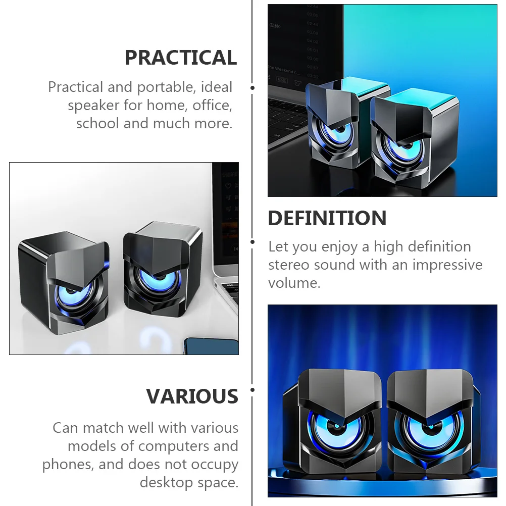 

2Pcs Mini Computer Speakers USB Powered Compact Desktop Laptop Multimedia Audio Portable High Definition Stereo Sound Office