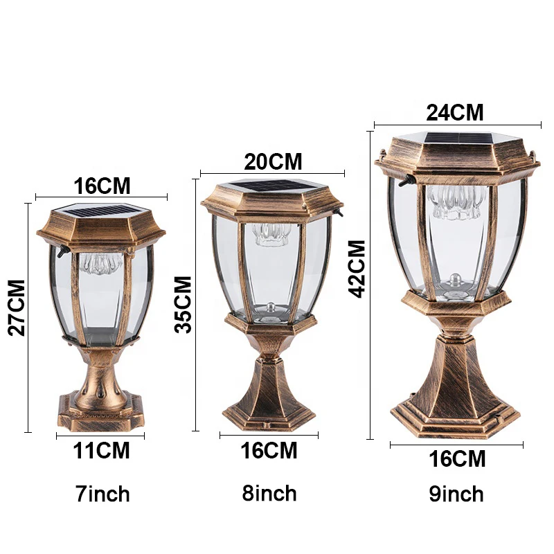 Imagem -06 - Lâmpada de Painel Solar para Villa Lâmpadas de Coluna Retro Coluna Impermeável ao ar Livre Projetores Solares para Pátio Decoração do Jardim