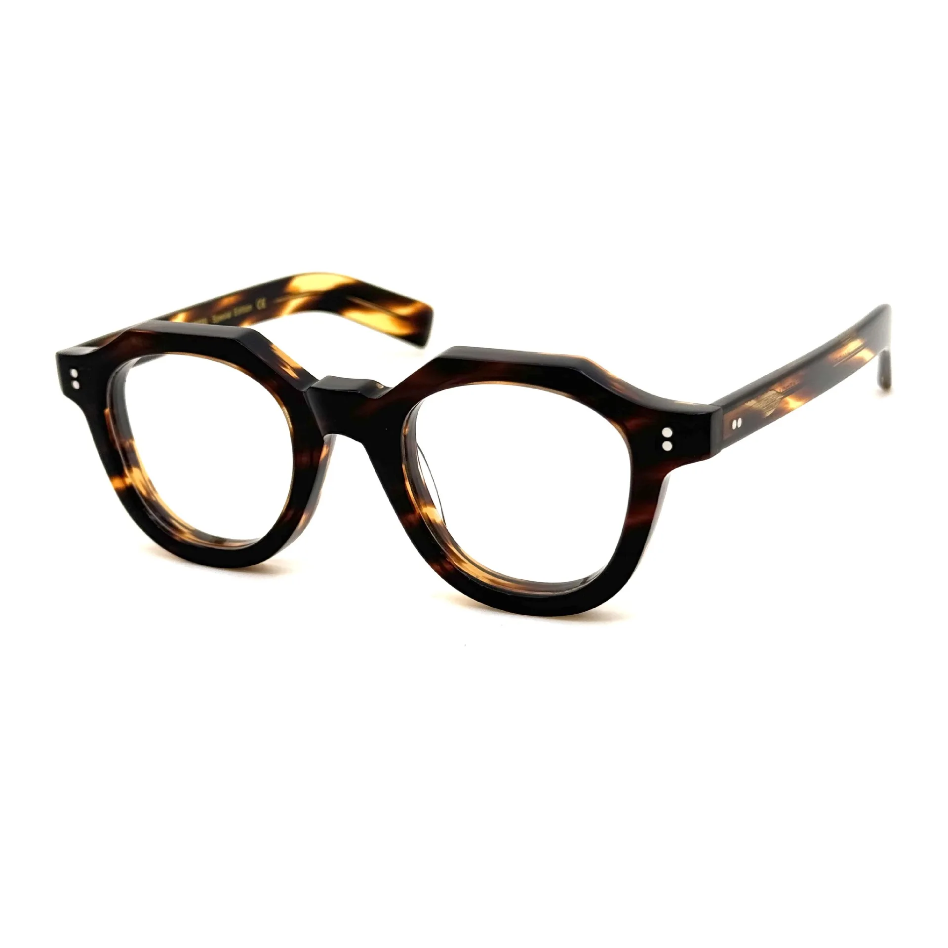

Belight Optical Handmade Italy Acetate Irregular Shape Retro Vintage Industrial Style Acetate Eyeglasses Frame 306