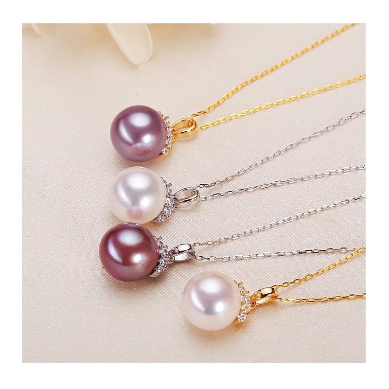 

Accessories Eyelashes Round Edison Simple Zircon Freshwater Pearl Necklace Pendant Clavicle Chain