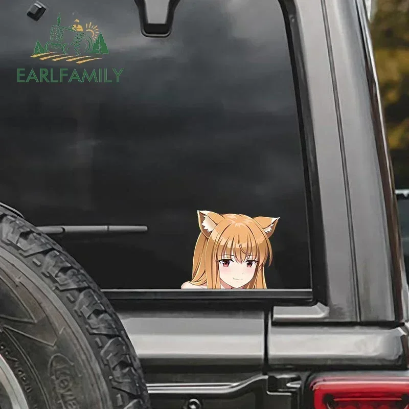 EARLFAMILY 13cm for Spice and Wolf Holo Car Stickers Creative Anime Decals Car Accessories Caravan Trunk Decor Vinyl Cute