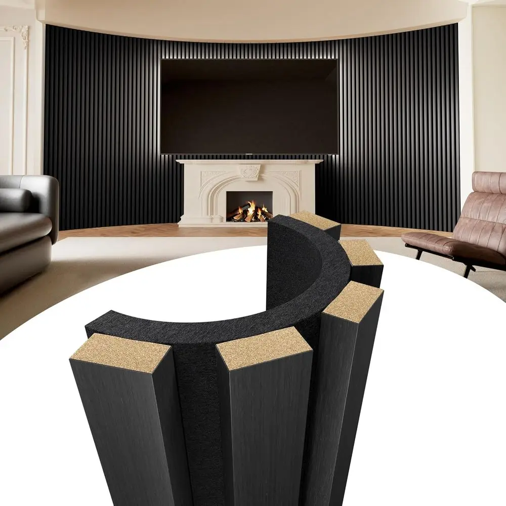 

Wood Acoustic Wall Panels - 4 PCS 90.5 x 7.9 3D Fluted Slat Sound Proof Wall Paneling, Flexible Bendable Noise Absorbing Panels