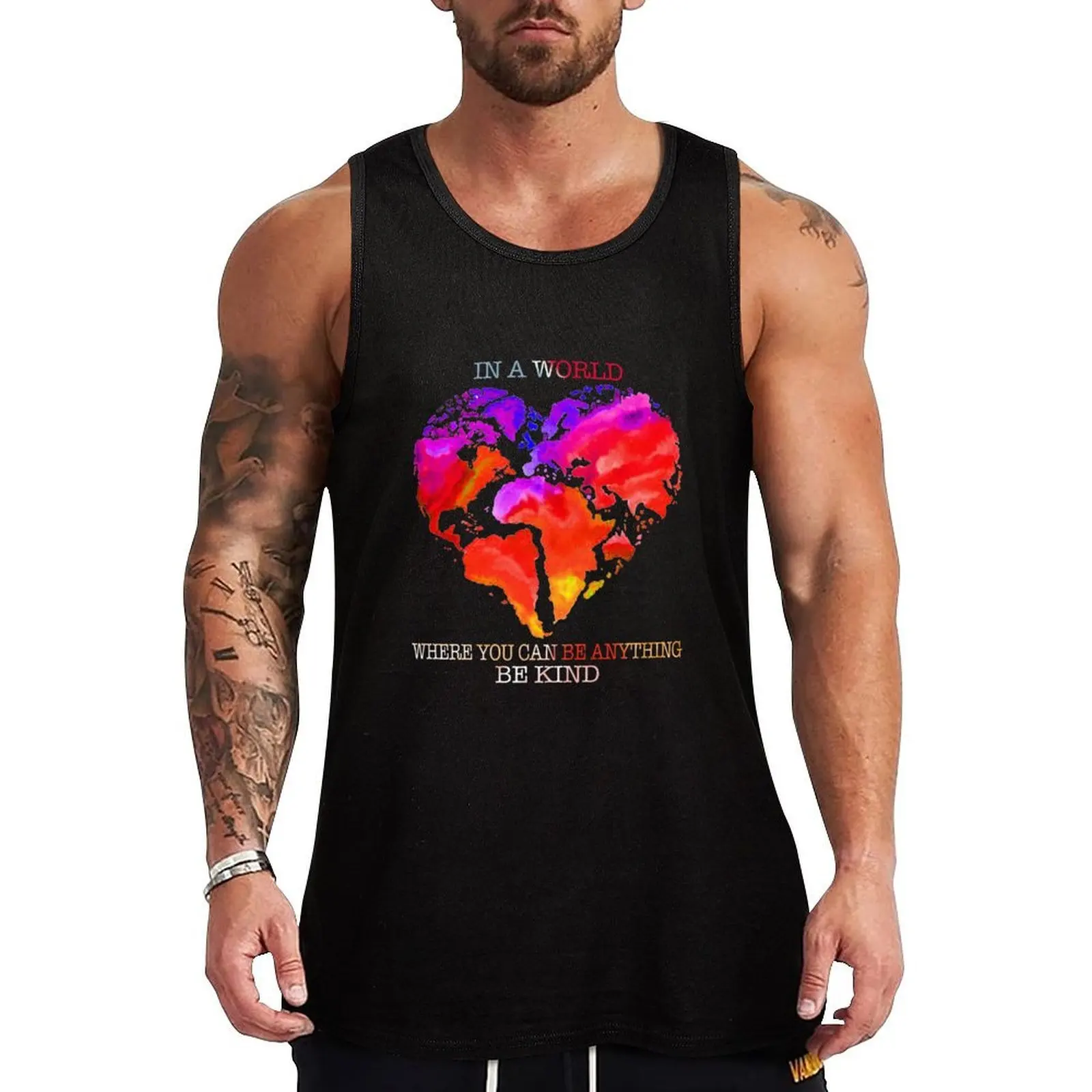 Heart In A World Where You Can Be Anything Be Kind Shirt Tank Top Flexible Comfort Tank Top Stretch Fabric Casual Wear