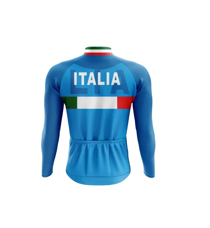 WINTER FLEECE THERMAL 2024 ITALIA NATIONAL TEAM BLUE ONLY LONG SLEEVE CYCLING JERSEY CYCLING WEAR ROPA CICLISMO SIZE XS-4XL