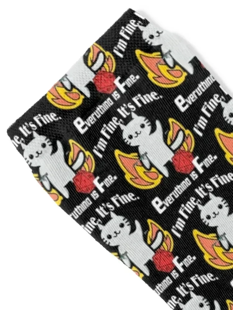 Cat Im fine its fine everything is fine Socks loose hockey moving stockings Boy Socks Women's