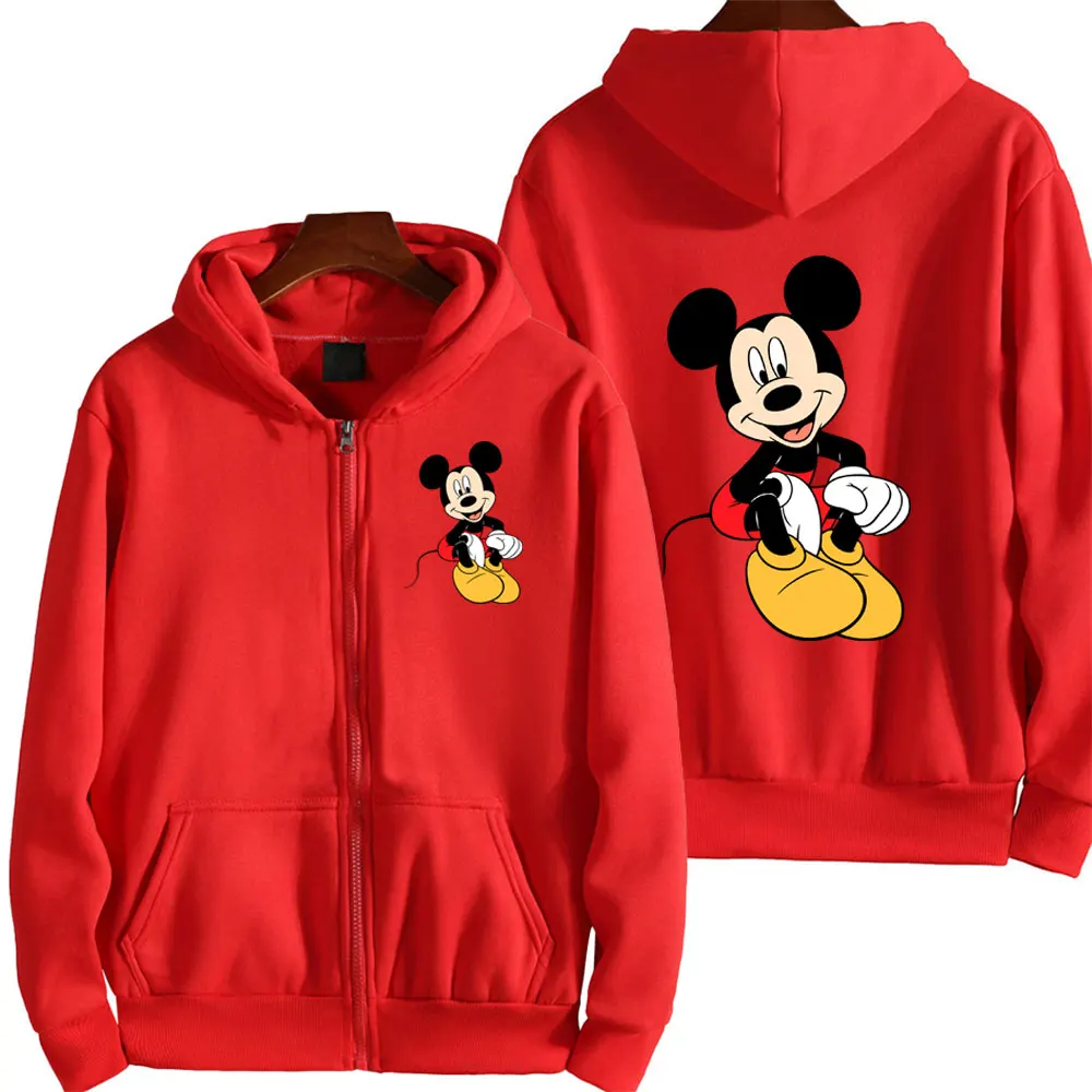 

Mickey Mouse Cartoon Anime Women Zipper Hoodie Jacket Spring Autumn Men Oversized Sweatshirt Yellow Casual Couple Clothes Coats