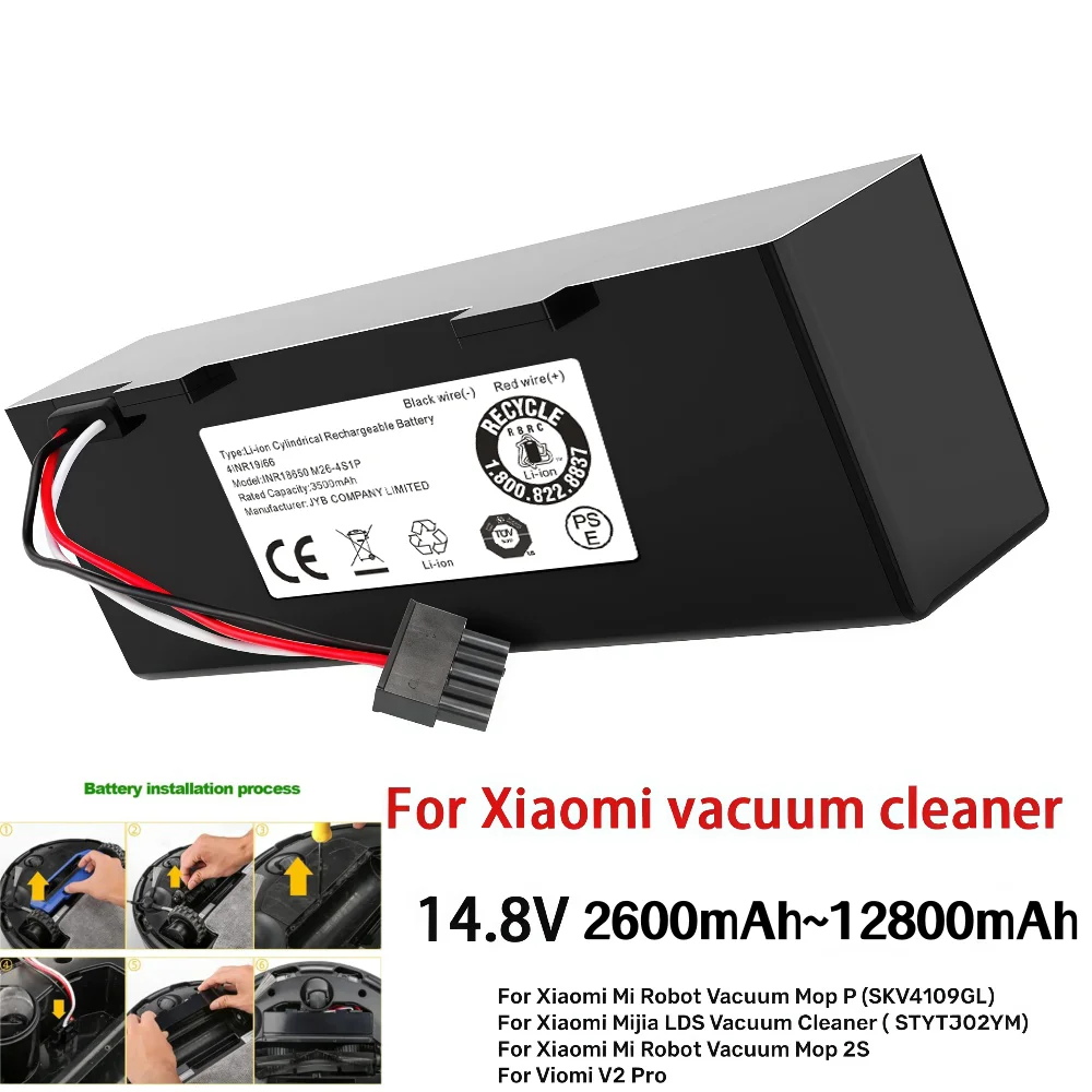 

STYTJ02YM 14.8V 3500mAh Vacuum Battery for Xiaomi Mop Pro S12/2S/P Yunmi MVVC01 Haier JX37 Wyze WVCR200S.