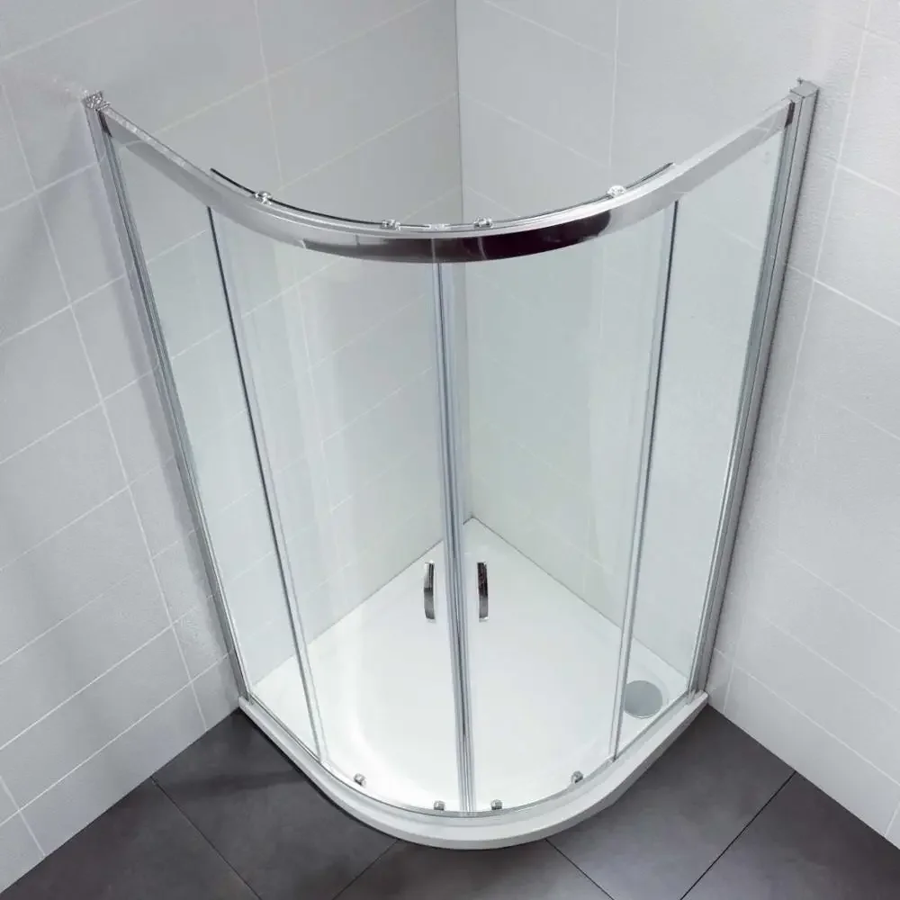 Modern style frameless round curved tempered glass shower screen square round sliding door hotel bathroom furniture