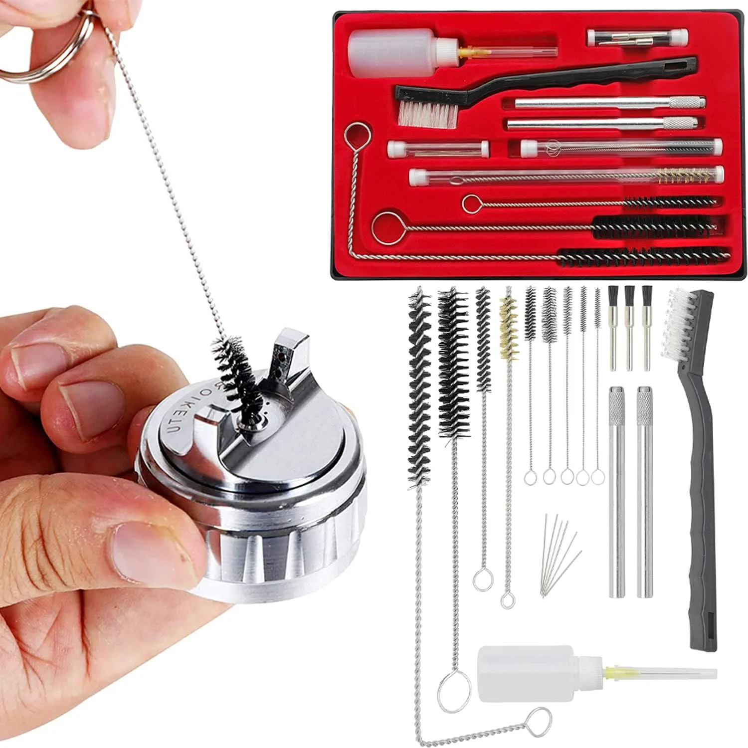 PORPHIS PRD-510 LVLP Spray Gun with 23PCS Cleaning Kit Low Air Consumption Paint Gun for Automotive Refinish