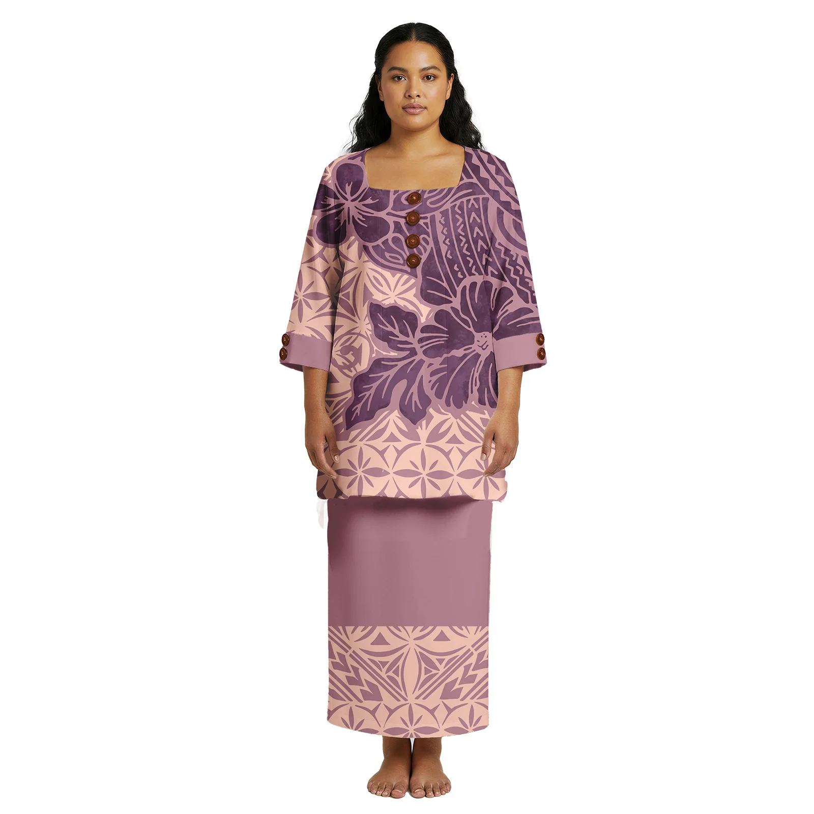 

Latest Design 2026 Polynesian Tribal Clothing Samoan Puletaha Dresses for Women Custom Print Evening Party Puletasi Samoa Set