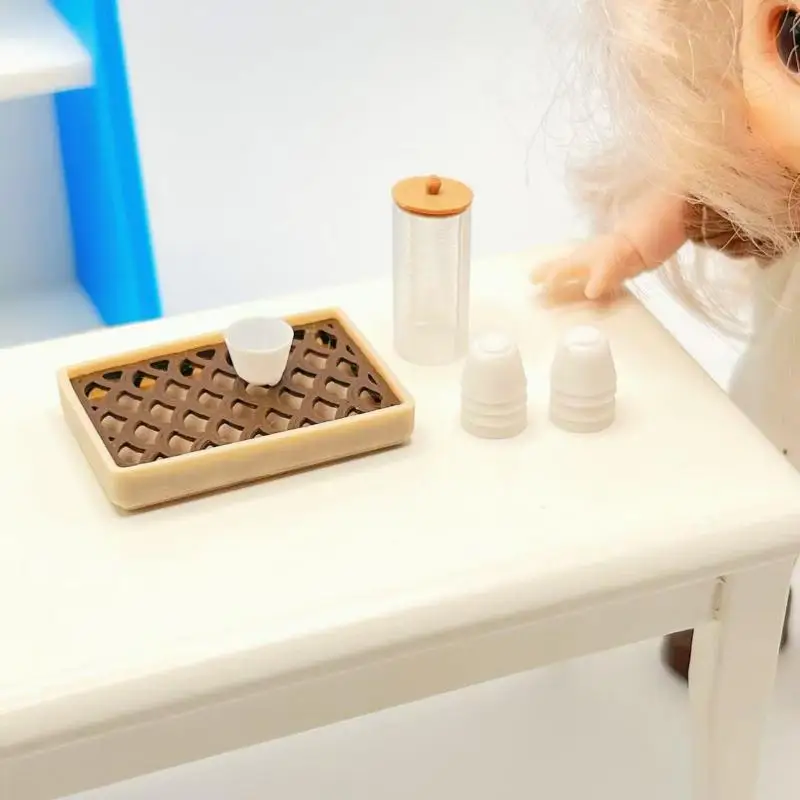 Miniature Tea Tray Set for Dollhouse Creative Home Decor Ideal for Miniature Decoration Accessories view 2