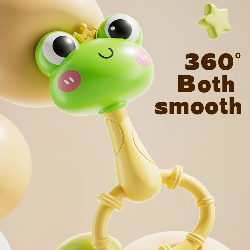 لعبة عصا الجرس المحمولة على شكل ضفدع الدجاج المطاطي الناعم للأطفال