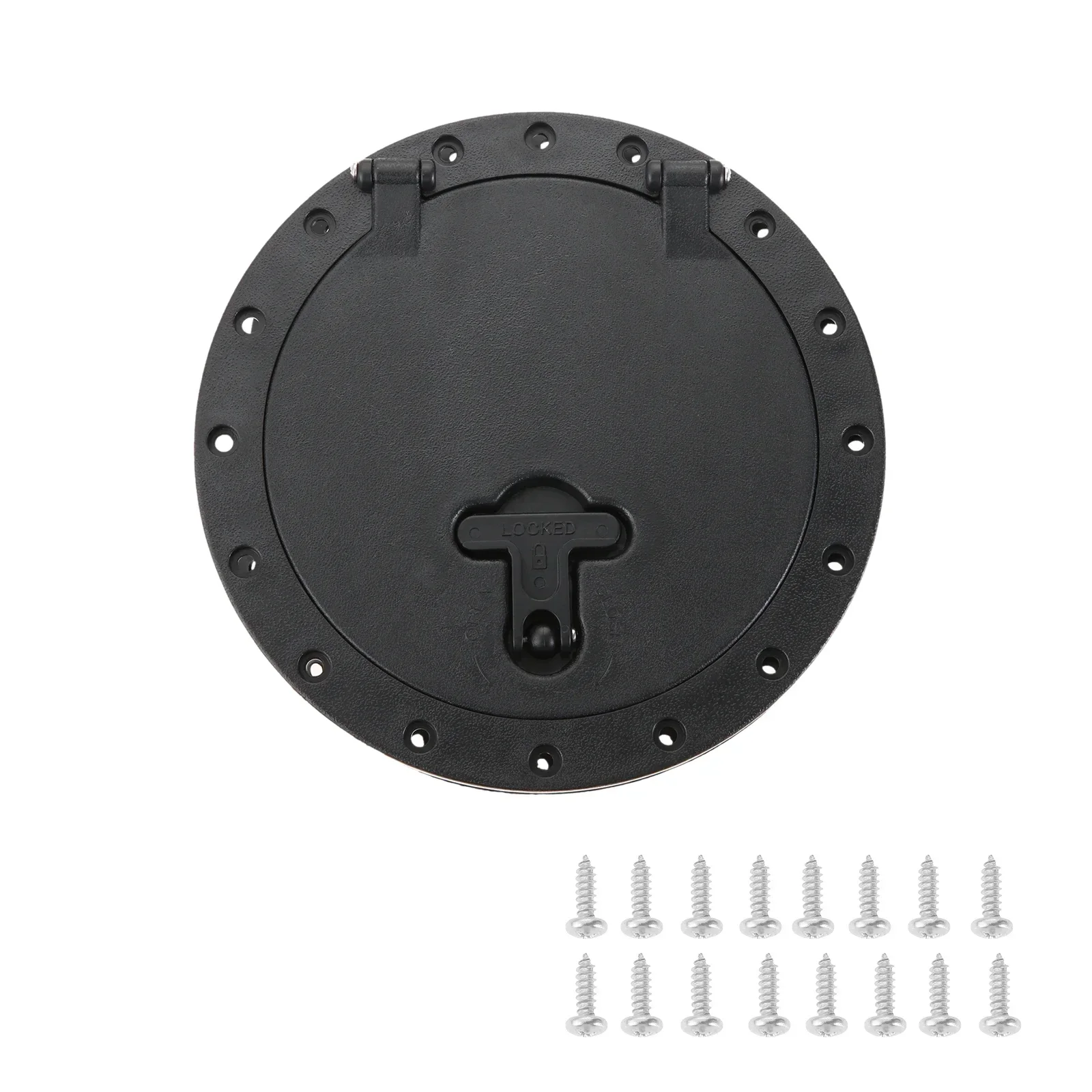 Black Plastic 20cm 8''Waterproof Hatch Cover Deck Plate Kit with Storage Bag for Marine Boat Kayak Canoe Fishing Rigging Sailing