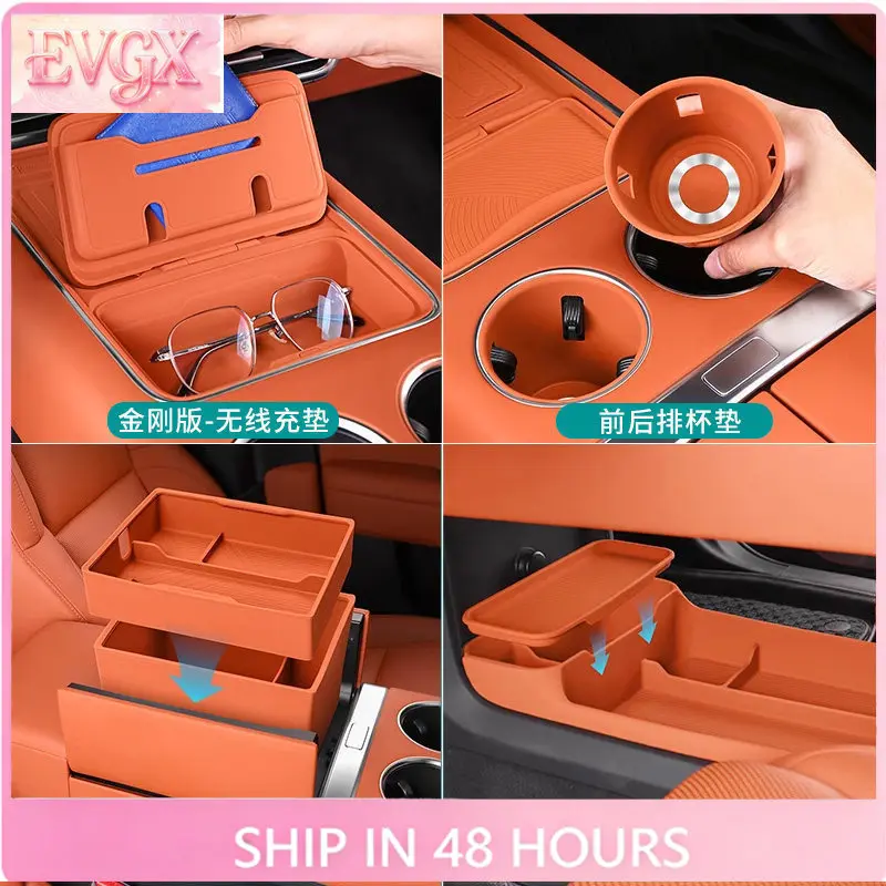 FFBVVFor Li Auto L6 L7 L8 L9 Armrest Storage Box Cup Pad Center Console Storage Box Interior Silicone Storage Mat Custom Fit