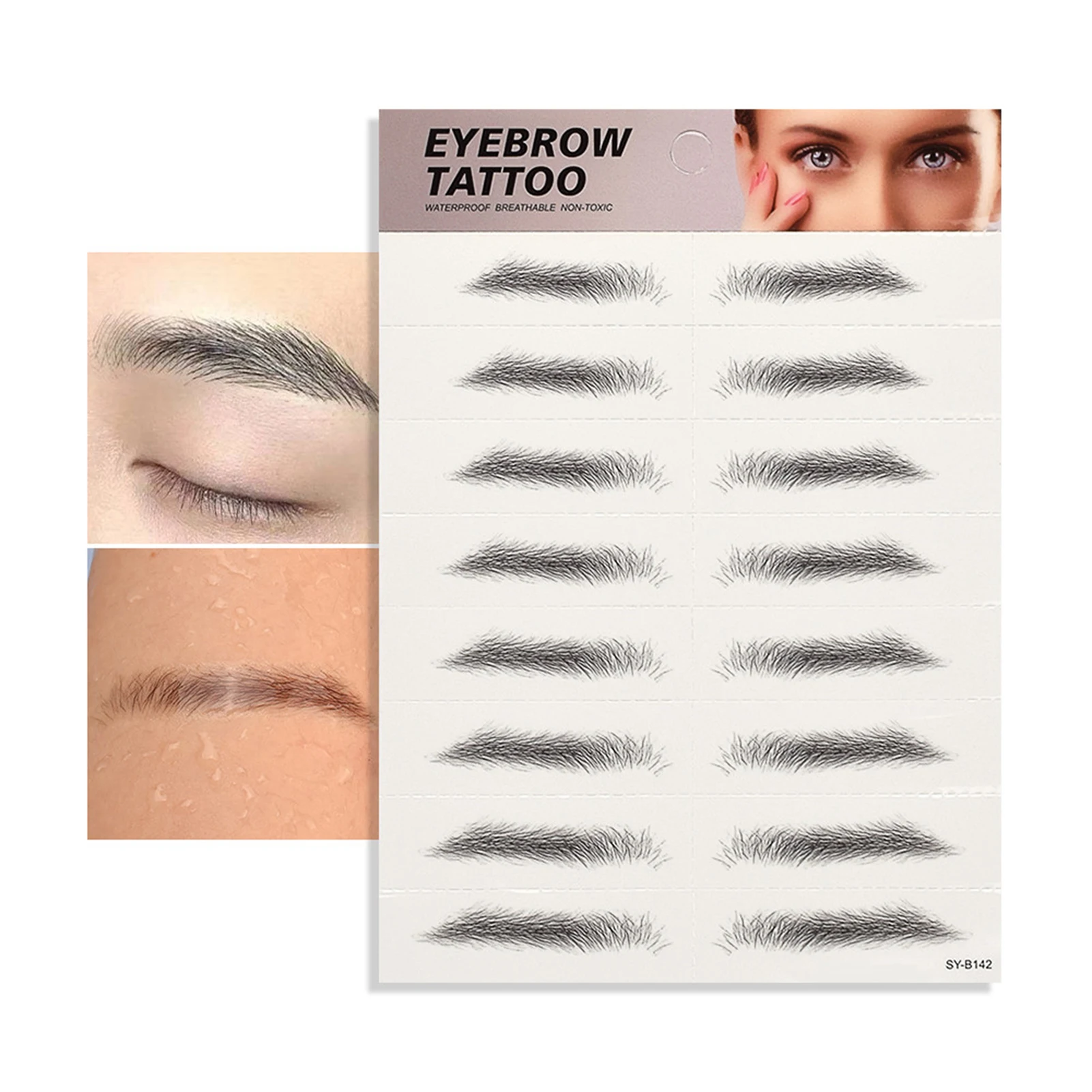 Double 6D Bionic Eyebrow Tattoo Sticker Hair Like Fake Eyebrow Waterproof Lasting Black Brown Eyebrow Sticker Cosmetics