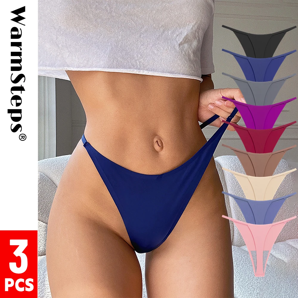 WarmSteps Sexy Women's Thongs Seamless Panties Bikinis Sensual Lingerie Intimate G Strings Thongs 3 Pieces Pack Femme Tangas XXL