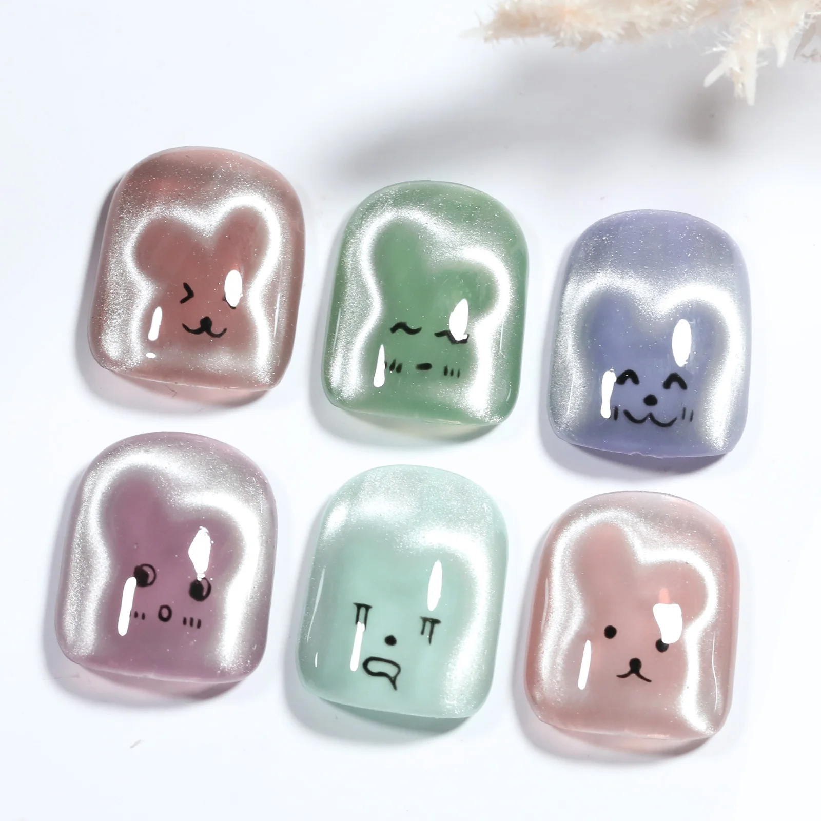 1/2/4 Stuks Konijn Beer Hartvormige Cat Eye Magneet Set Nail Art Gereedschap Kleine ijzeren Stuk Voor Magnetische Gel Polish Effect Nail Diy Des