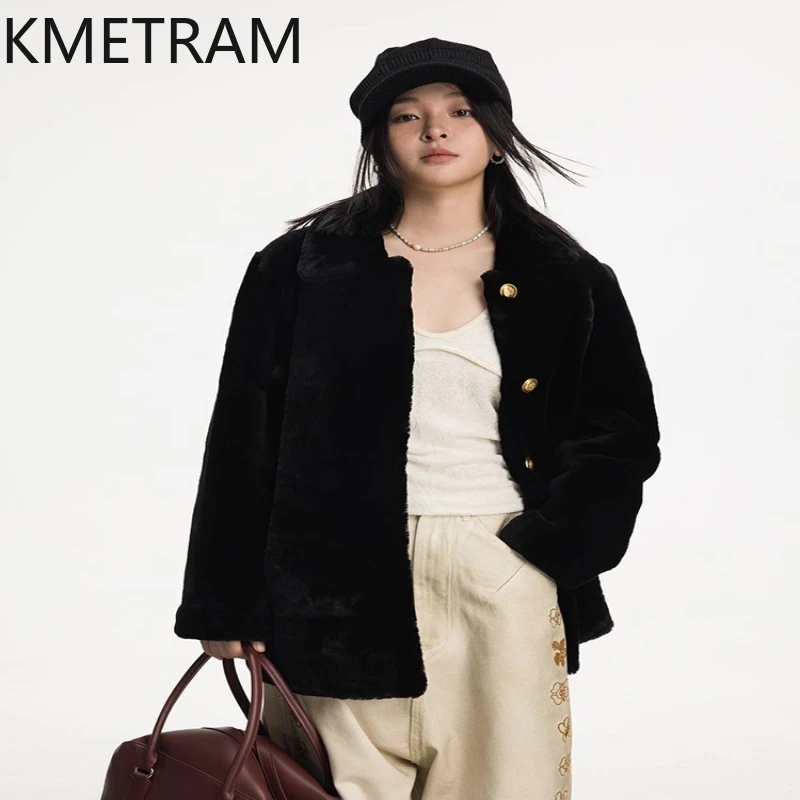 سترة من فرو صوف الغنم من ميرينو الطبيعي 100% من KMETRAM معطف نسائي متوسط الطول من الفرو الحقيقي ملابس شتوية جديدة للنساء 2025 shanба vrouwska