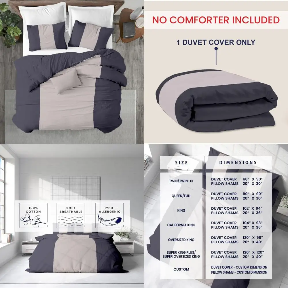 

Пододеяльник королевского размера из египетского хлопка — 100% хлопковый сатин, 600 ниток, ультрамягкий, качество премиум-класса, прочный комфорт