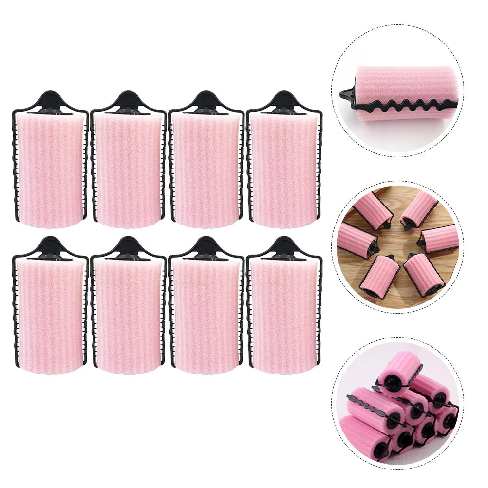 8 Pcs Hair Claw Clips Sleeping Curly Tool Sponge Curlers Foam Rollers Hairpin Pink Women's