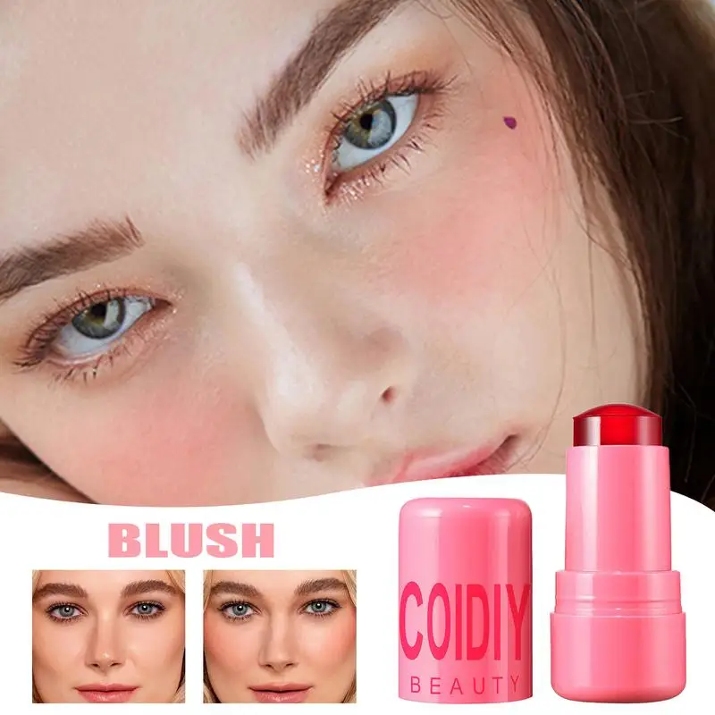 Jelly maquiagem em pó blush, natural de uso duplo, lábio, bochecha, vara de mancha, bálsamo labial, destaque da pele, blush rosto, uso diário