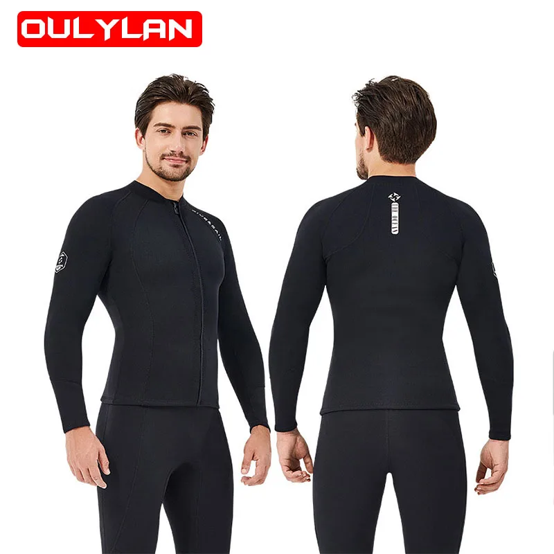 

Cold Proof Warm Winter Swimming Neoprene Diving Wetsuit for Women Split Top Long Sleeve Snorkeling Coat Jacket Men Swimwear 2mm