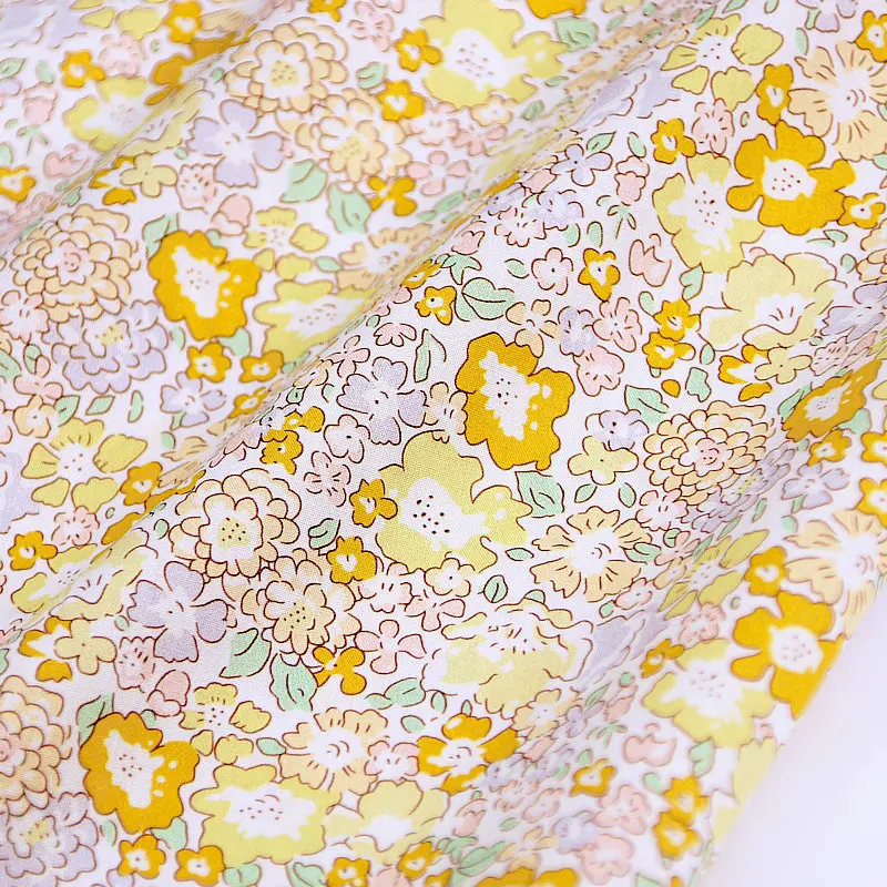 Ткани для шитья с изображением Мишель цветущей красоты желтого цвета Лондон свобода Тана газон 100% чистый хлопок 80-х годов Ткани для шитья с изображением Мишель цветущей красоты желтого цвета Лондон свобода Тана газон 100% чистый хлопок 80-х годов
