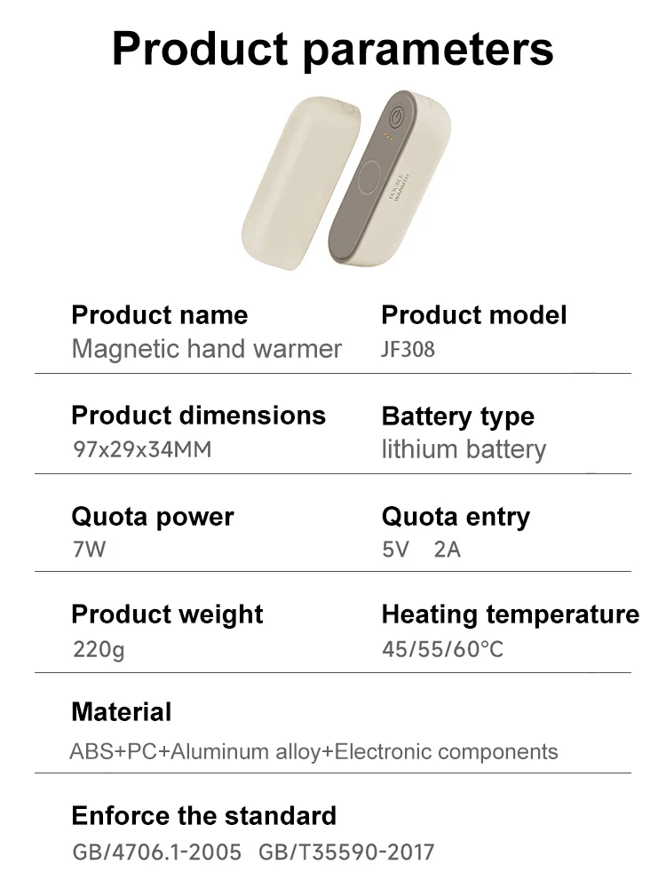 Aquecedores de mão magnéticos recarregáveis 2 em 1, aquecedores elétricos portáteis de longa duração, aquecimento seguro, aquecedor de bolso no inverno