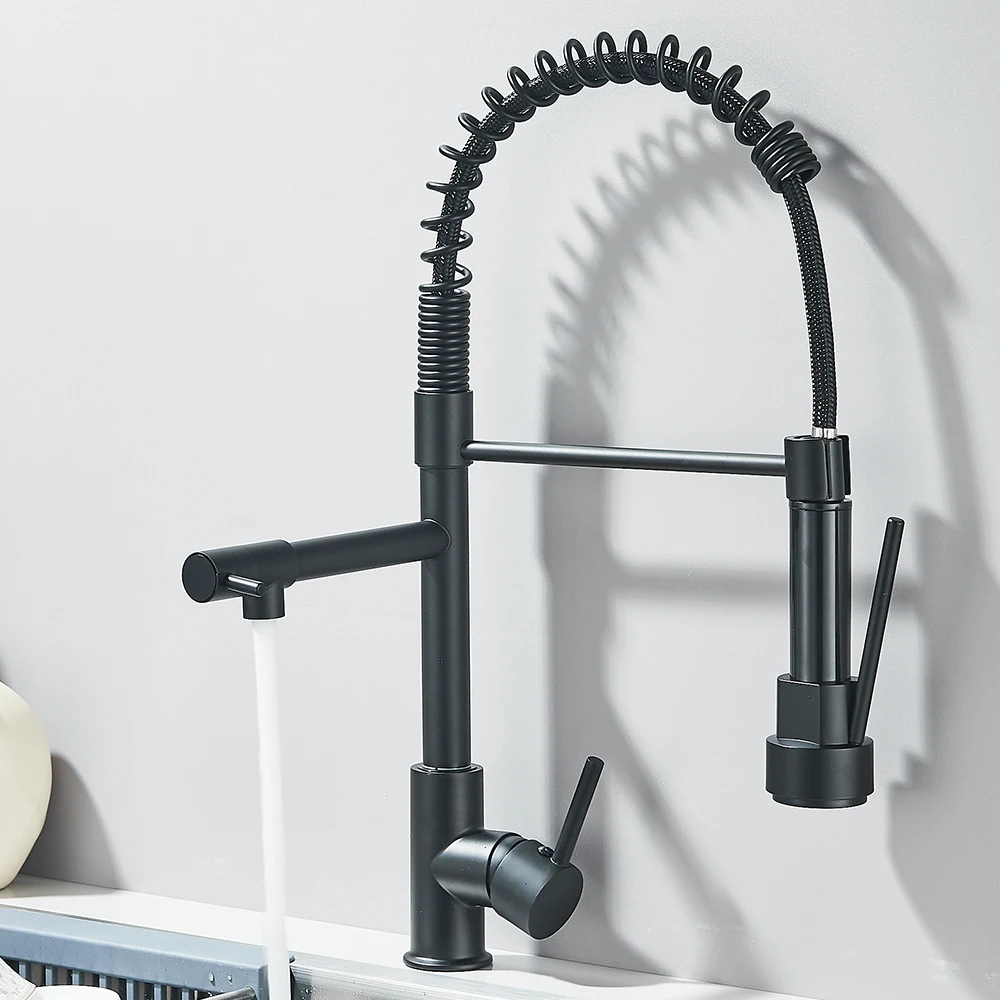 Spring Kitchen Sink Faucet Pull Down Spray Single Lever Hot Cold Mixer Water For Kitchen Sink Dual Spout Faucet