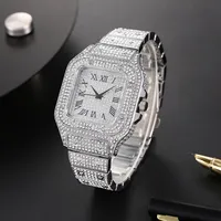 Classique luxe affaires hommes bracelet en acier carré échelle romaine strass montre à Quartz Lesiure homme montre-bracelet Relogio Masculino 4