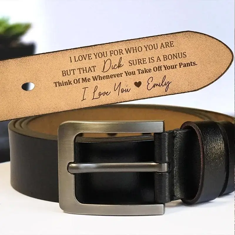 2025 Personalized Gift for Men Pin Buckle Belt Custom Engraved Text Genuine Leather Belt Grooms Father's Day Gift Handmade Belts