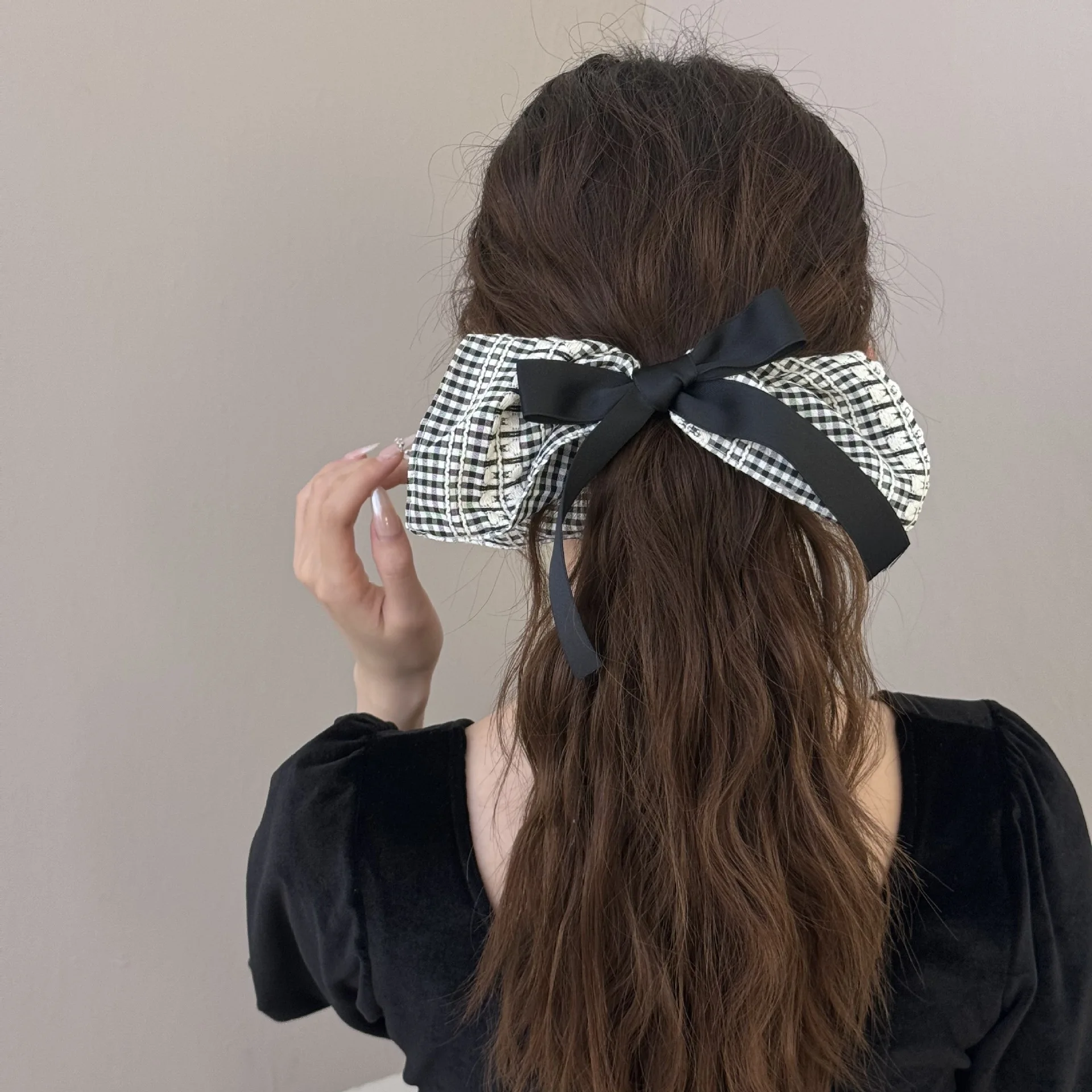 

1 шт. женские резинки для волос в корейском балетном стиле с бантом в клетку, милые универсальные резинки для волос, высококачественные аксессуары для волос для девочек
