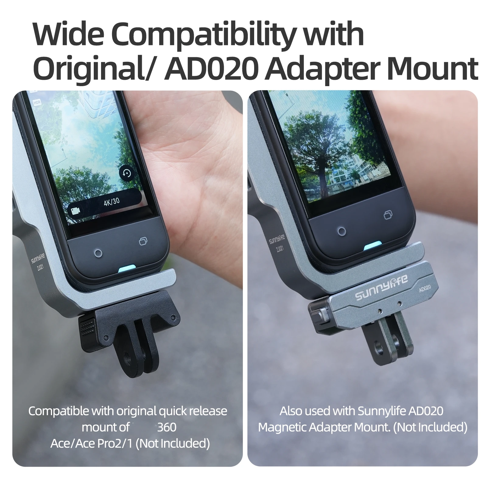 دعامة إطلاق النار لـ Insta360 X5/4، حامل توسيع تثبيت أفقي عمودي سريع الإصدار مع محول مغناطيسي