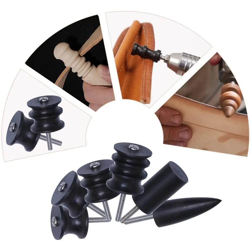 Flat/Pointed Head Leather Burnisher Polished Rods Handicraft DIY Tools Leather Burnisher Head Black Ebony Wood