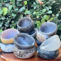 Agate Crystal Incense Bowl - Crystal Decorative Altar Bowl Polished Agate Geode Storage Jewelry Dish, Unique Gift