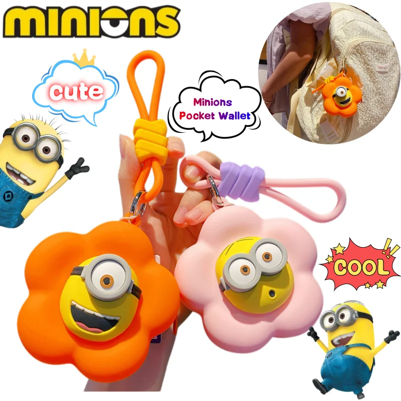 

New Minions Despicable Me Kevin Dave Stuart Coin Purse High Color Value Doll Creative Student Cute Silicone Headset Storage Bag