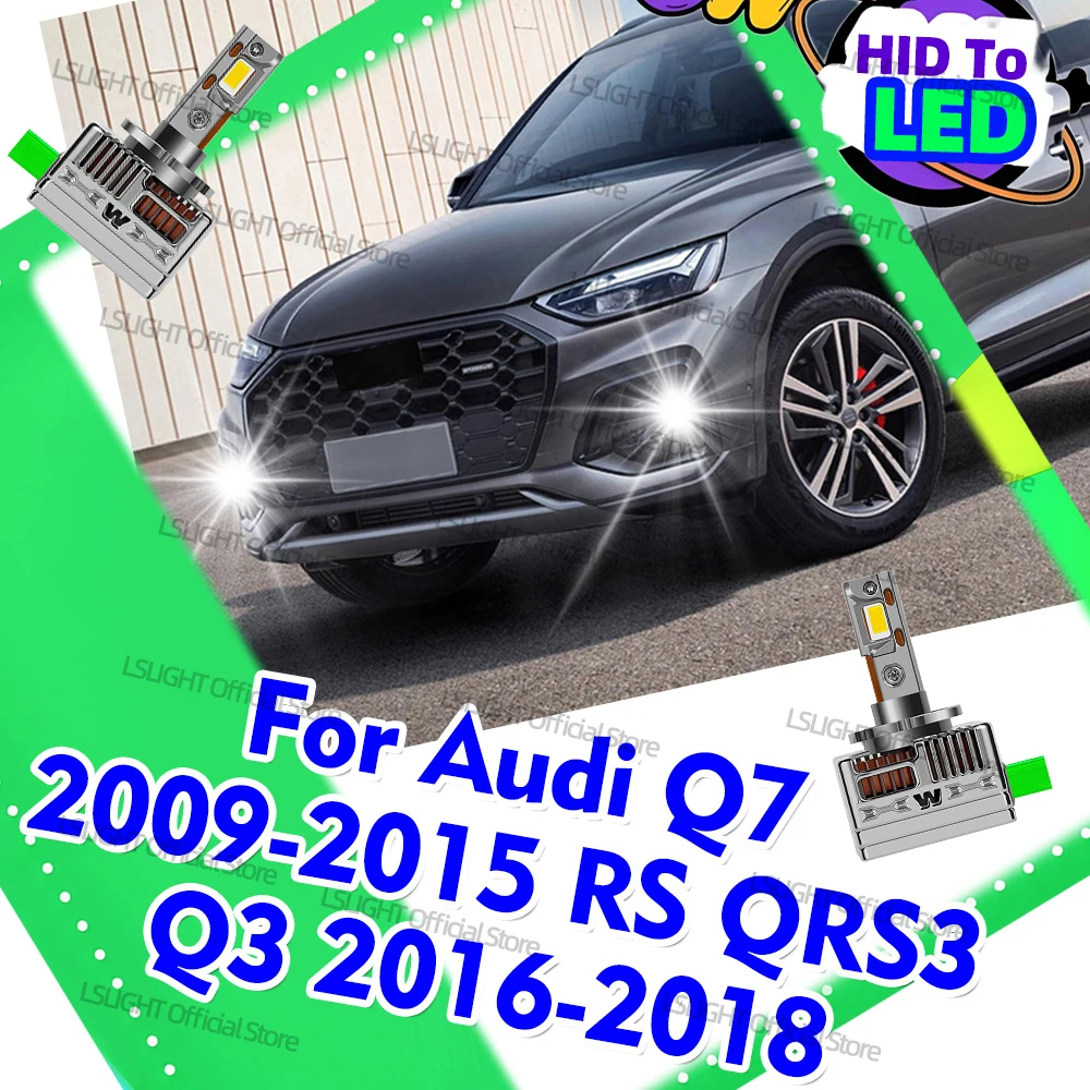 

2x для Audi Q7 2009-2014 2015 QRS3 RS Q3 2013-2016 Автомобильные светодиодные фары D3S D3 30000LM Лампы для фар 12 В HID 1:1 Размер Plug&Play