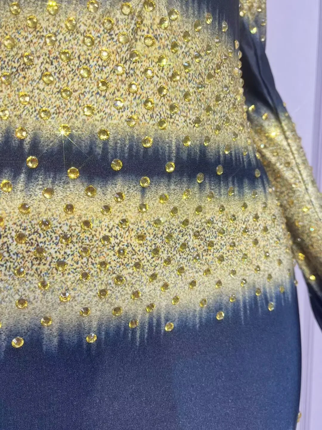 Sexy novo elegante piscando ouro strass luvas vestido fora do ombro vestido de baile de noite feminino tapete vermelho roupa de palco