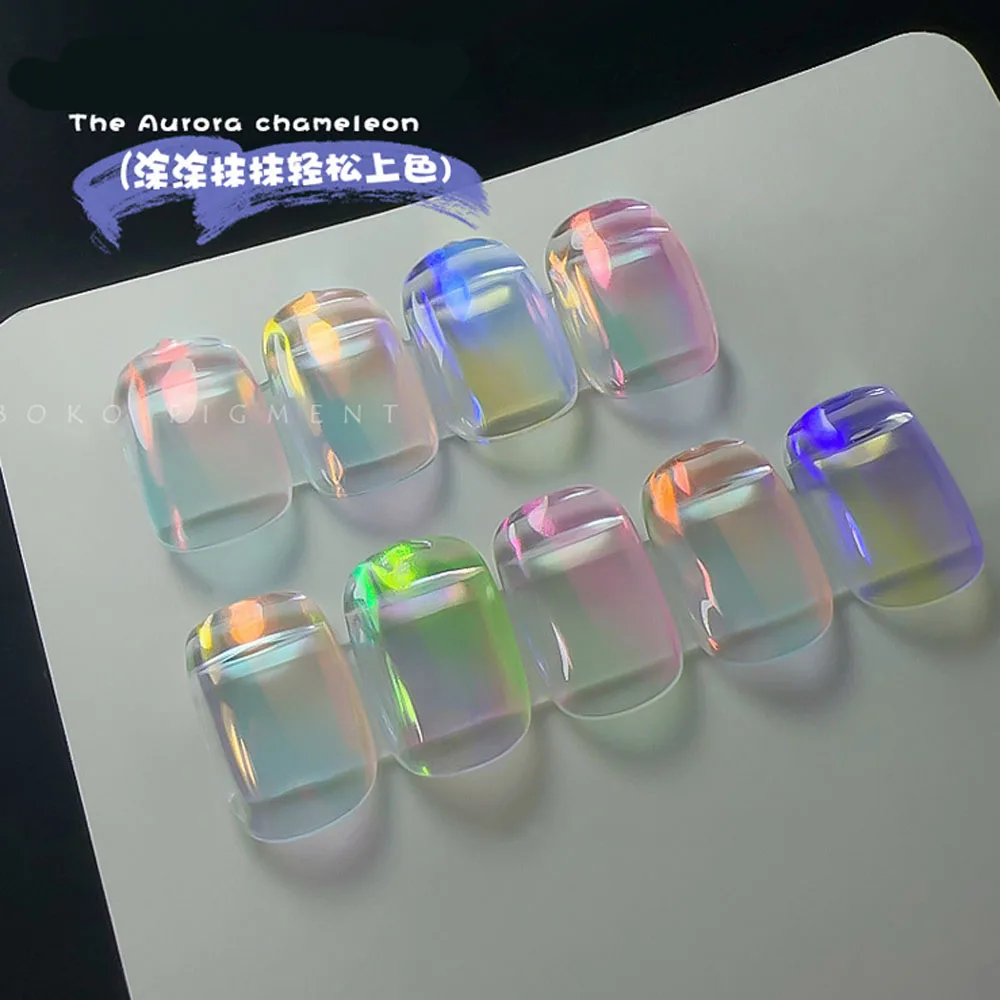 1 barattolo di polvere per unghie Chameleon Aurora 0.2g effetto metallico specchio cromo pigmento polvere polvere ultra-fine neon chiaro di luna sfregamento per unghie