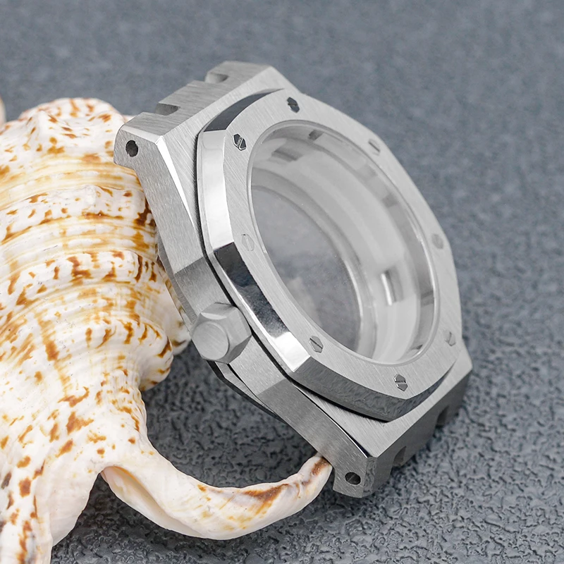 Square NH35 Case Fit Seiko NH35 NH36 Movement Stainless Steel Watch Strap Transparent Glass Crystal Waterproof Back Diving Watch