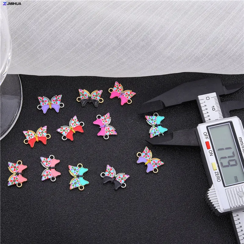 10pcs Colorful Printed Enamel Butterfly Connector 34Styles Charm For Jewelry Making Supplies DIY Handmade Crafts Accessories